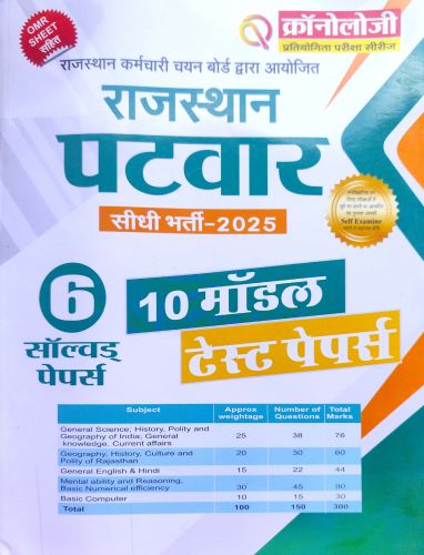 क्रोनोलॉजी राजस्थान पटवार 10 मॉडल पेपर्स